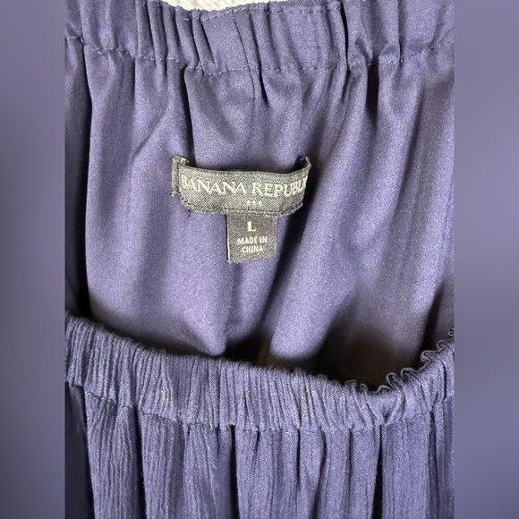 Banana republic navy peasant dress lined size large preowned - Picture 4 of 8